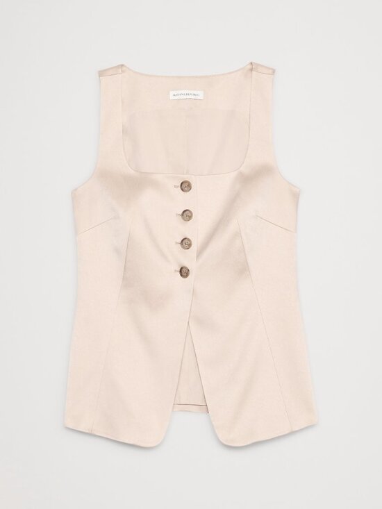Banana Republic Tops - Banana Republic Satin Square-Neck Long Vest Sz. 12 NWT